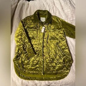 Anthropologie Chartreuse velvet jacket size small